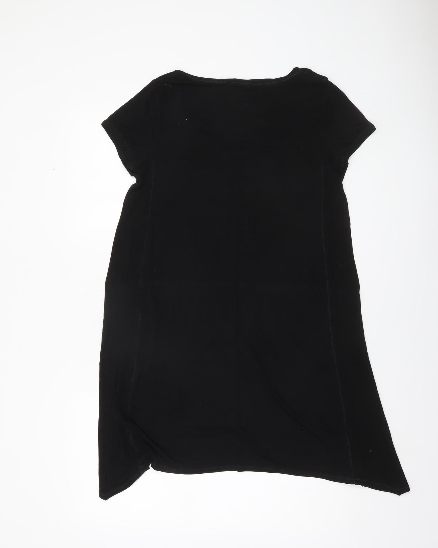 DKNY Women Black M V-Neck Short Sleeve T-Shirt Dress