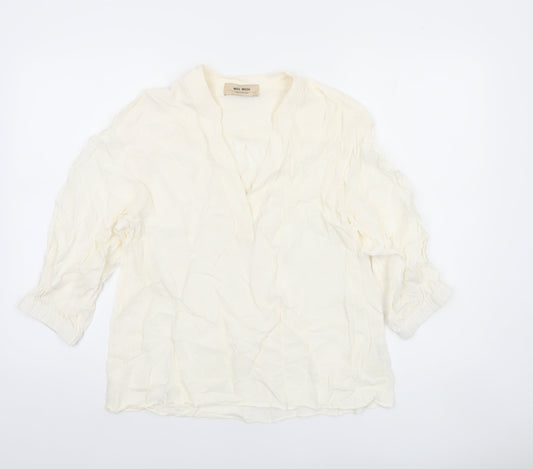 Mos Mosh Women Ivory Viscose Blouse S Tunic 3/4 Sleeve