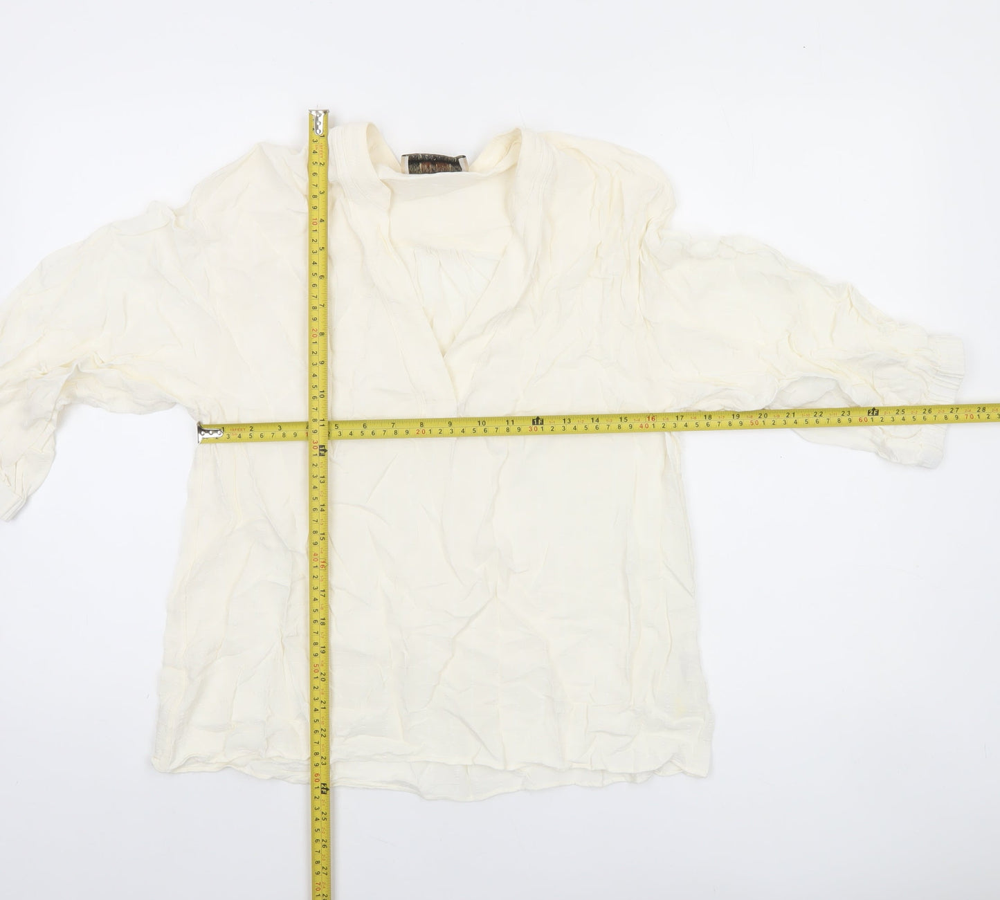 Mos Mosh Women Ivory Viscose Blouse S Tunic 3/4 Sleeve