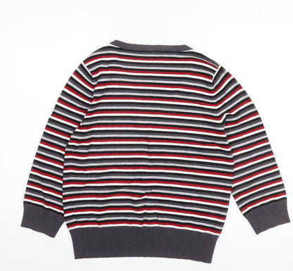 Country Casuals Womens Multicoloured V-Neck Striped Beaded Long Sleeve Jumper Size L