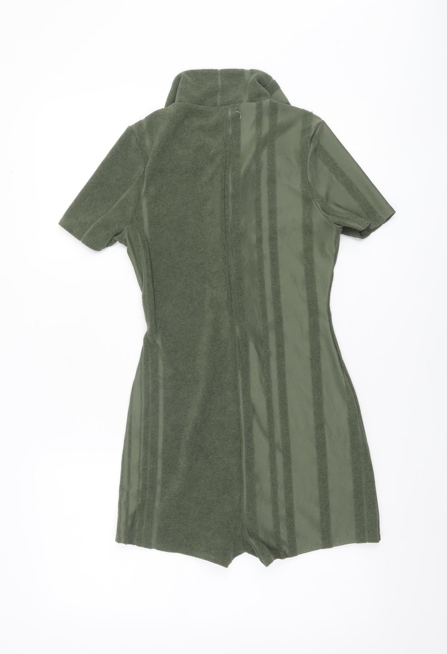 PrettyLittleThing Women’s Green Size 8 Collared Short Sleeve Playsuit