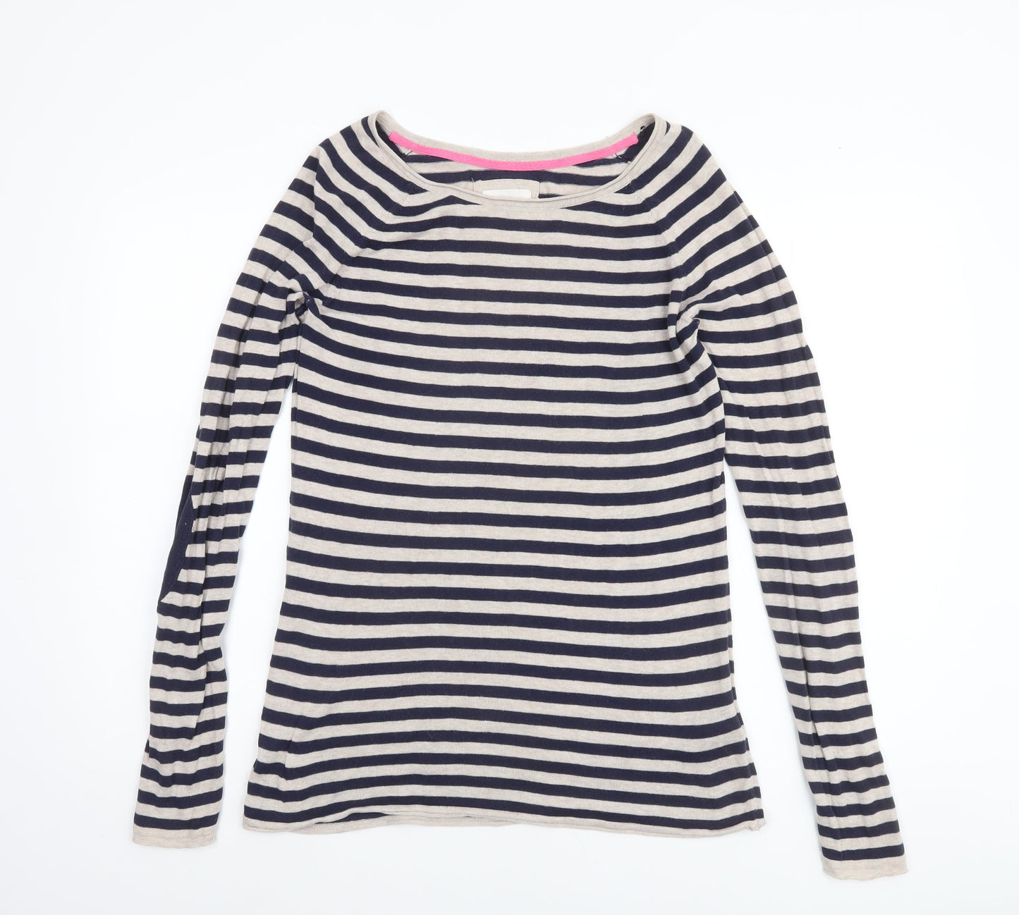 H&M Women’s Blue Striped Cotton Boat Neck Jumper Size 12
