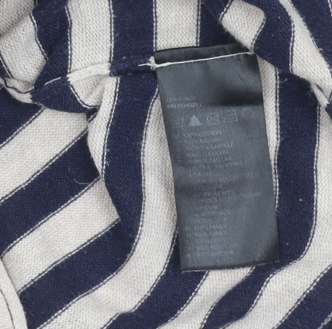 H&M Women’s Blue Striped Cotton Boat Neck Jumper Size 12