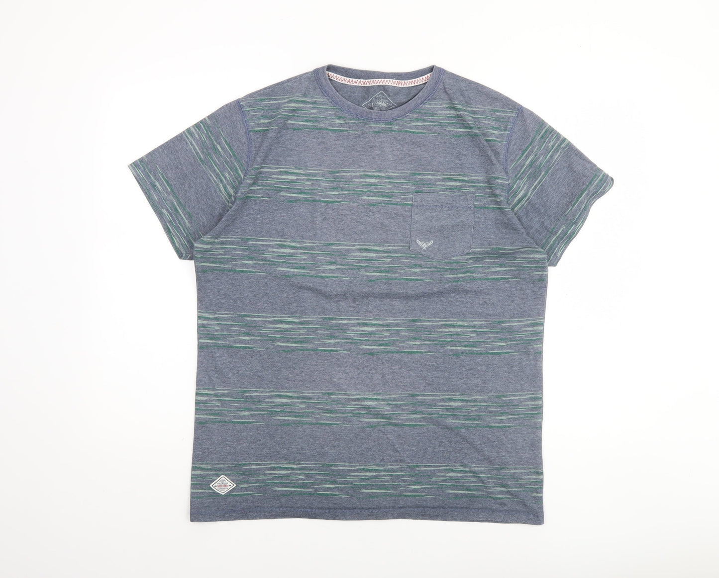 Threadbare Men's Blue Striped Short Sleeve Crew Neck T-Shirt Size L