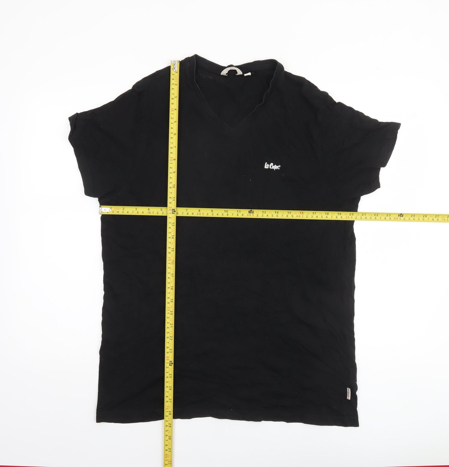 Lee Cooper Men's Black V-Neck Short Sleeve Cotton T-Shirt Size L