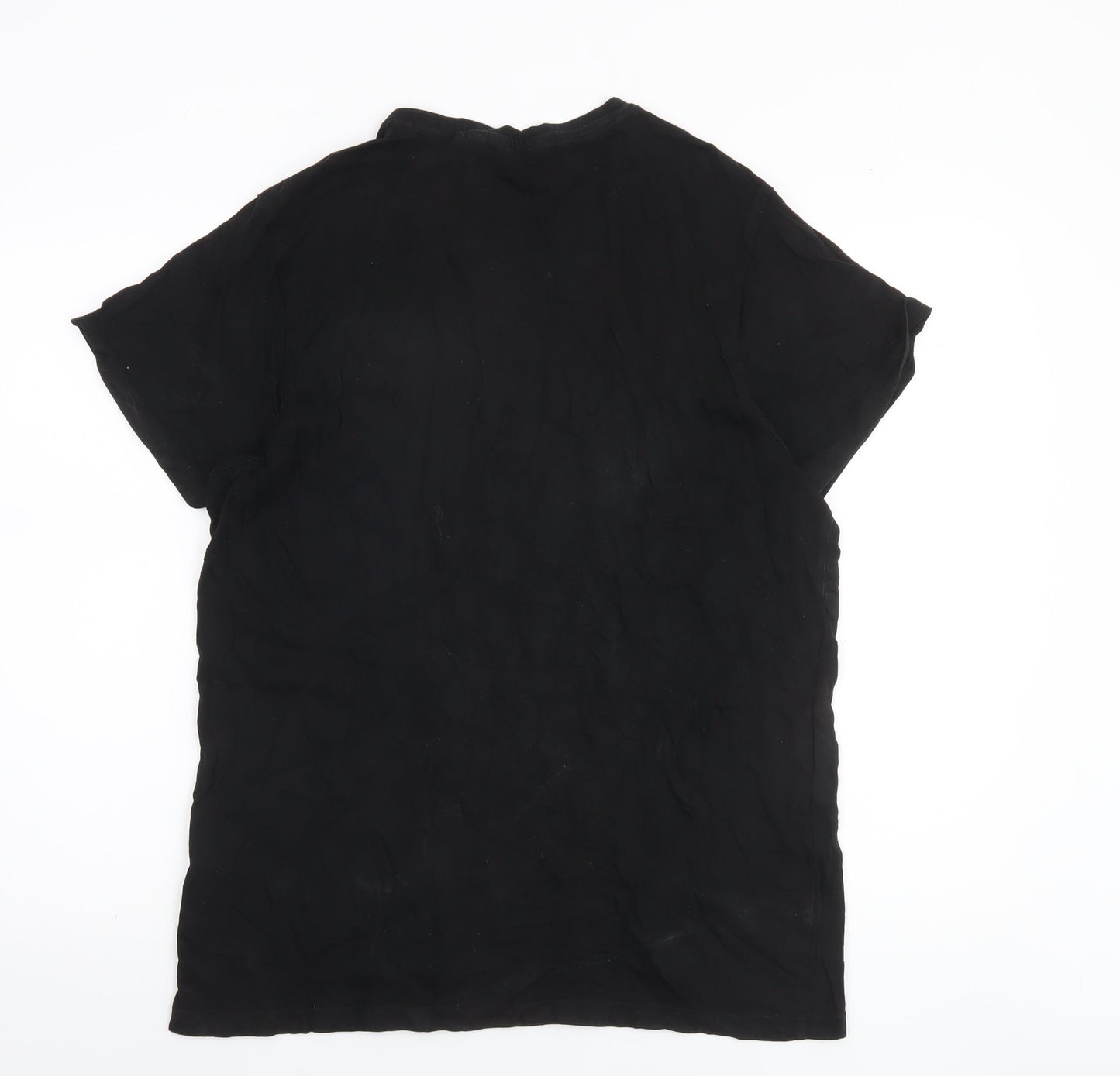 Lee Cooper Men's Black V-Neck Short Sleeve Cotton T-Shirt Size L