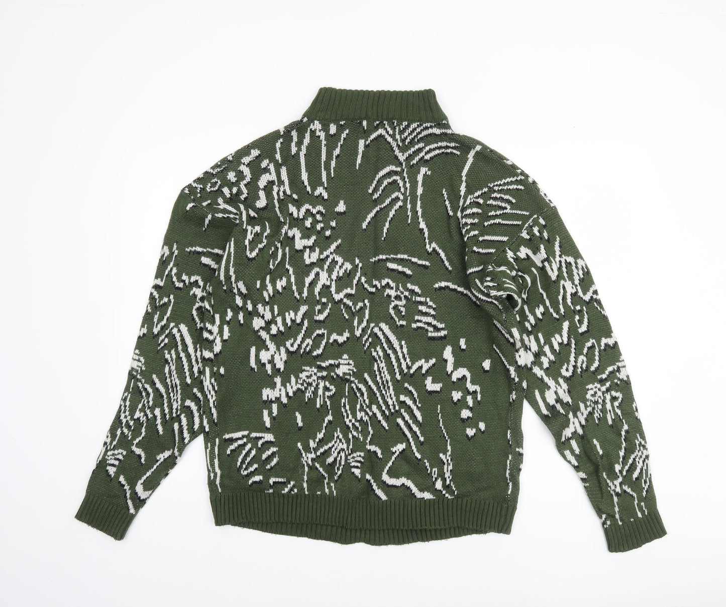 Native Youth Women Green Animal Knit Roll Neck Jumper Size M
