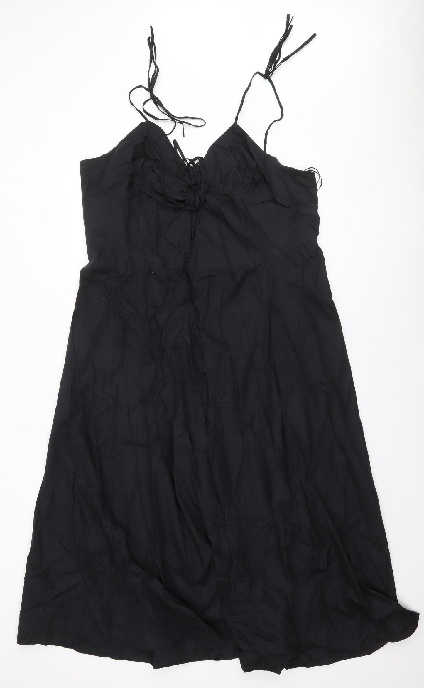 Savida Women’s Black Cotton Midi Slip Dress Size 18