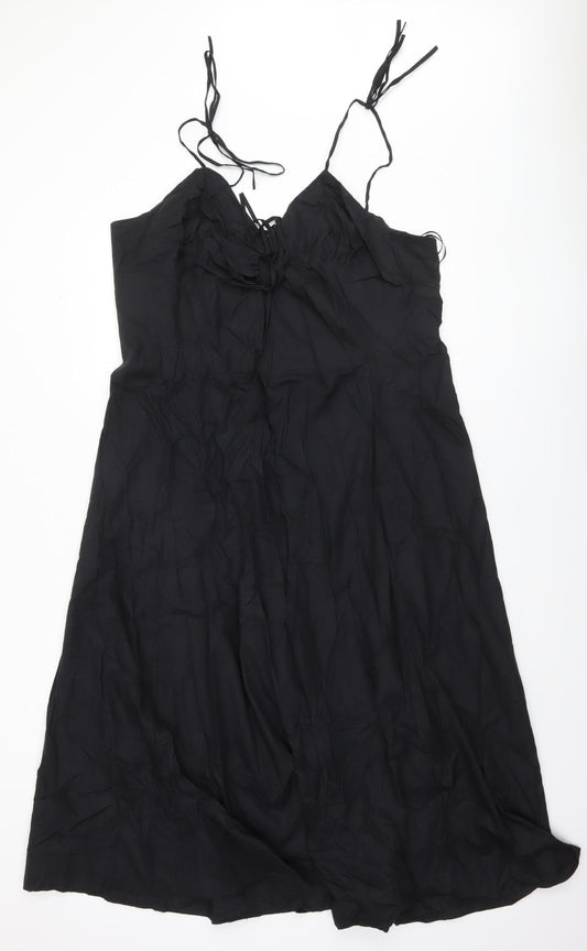 Savida Women’s Black Cotton Midi Slip Dress Size 18