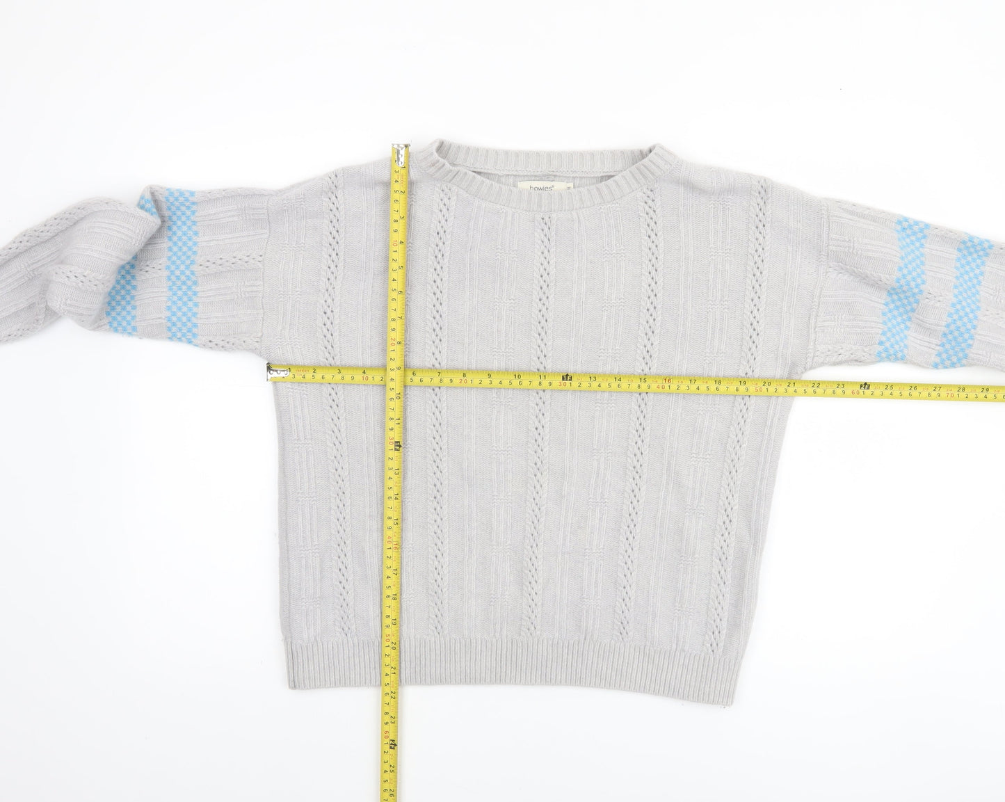 Howies Women Grey Cable-Knit Wool Blend Jumper M