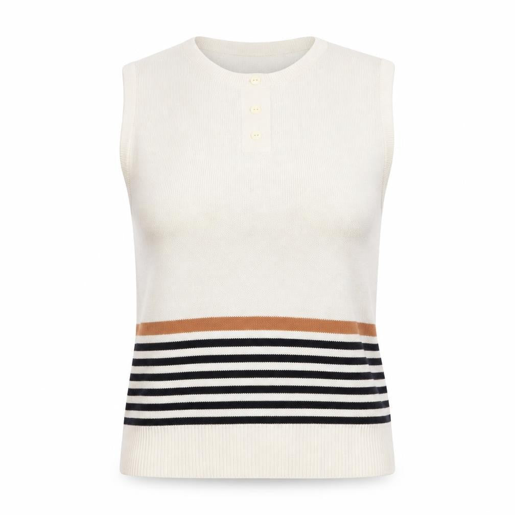 Littlewoods Women’s Ivory Striped Sleeveless Knit Vest Jumper Size 10