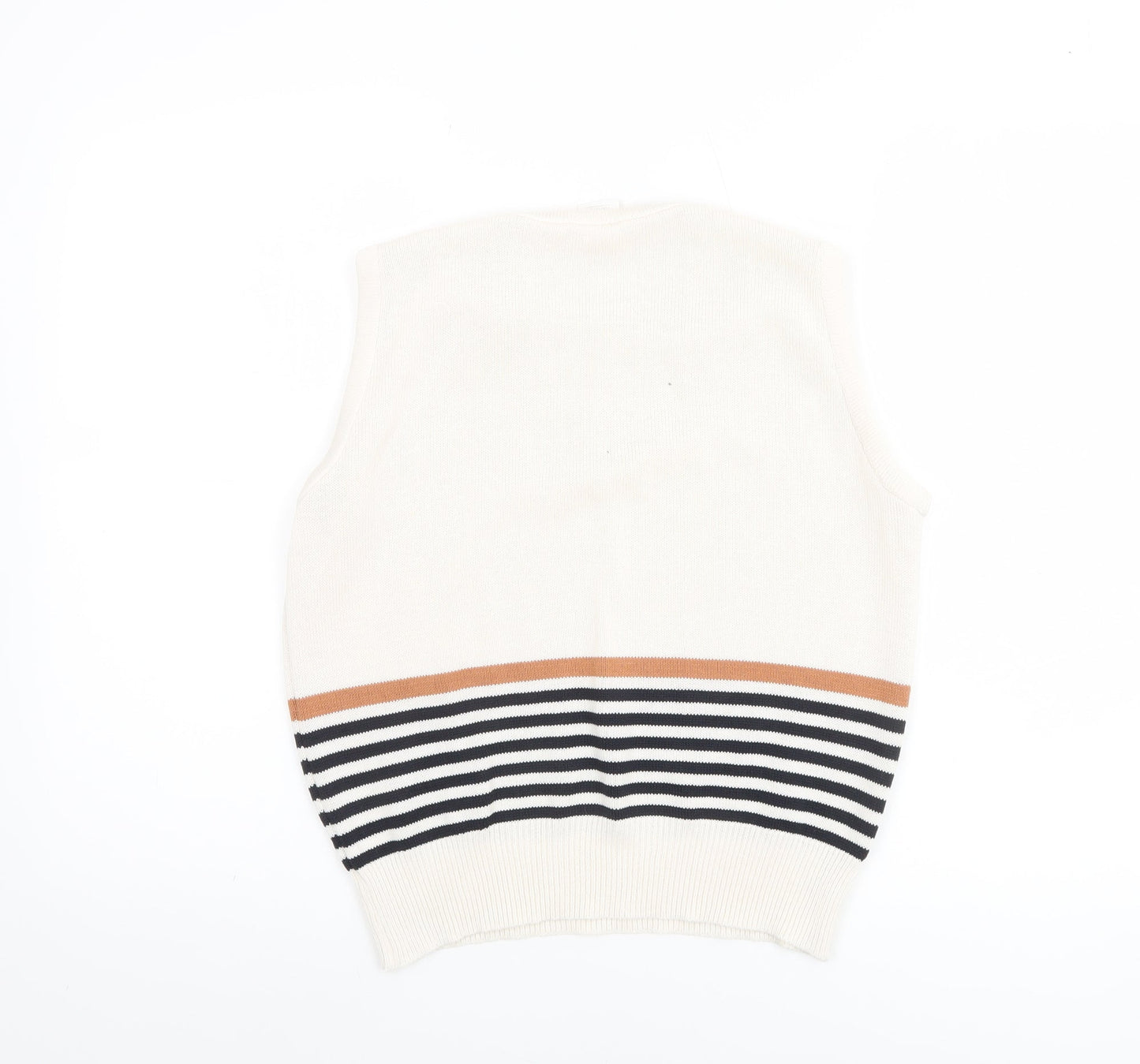 Littlewoods Women’s Ivory Striped Sleeveless Knit Vest Jumper Size 10