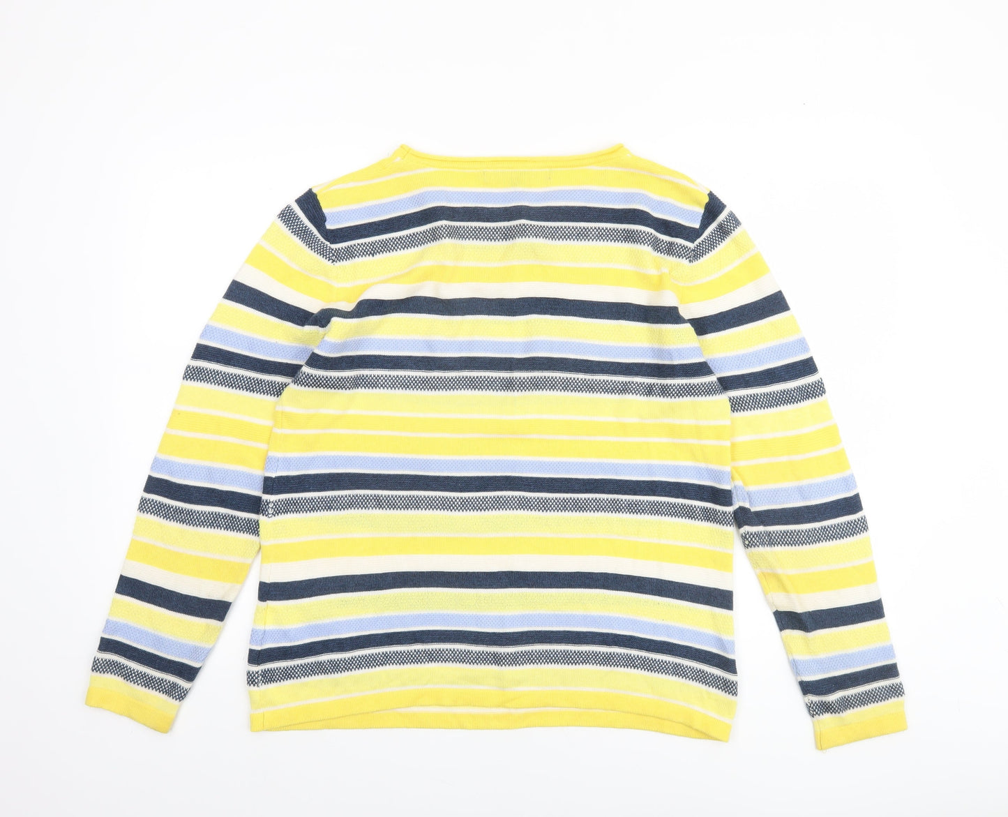 Jessica Graaf Women Yellow Striped Pullover Jumper Size M Acrylic Cotton Knit
