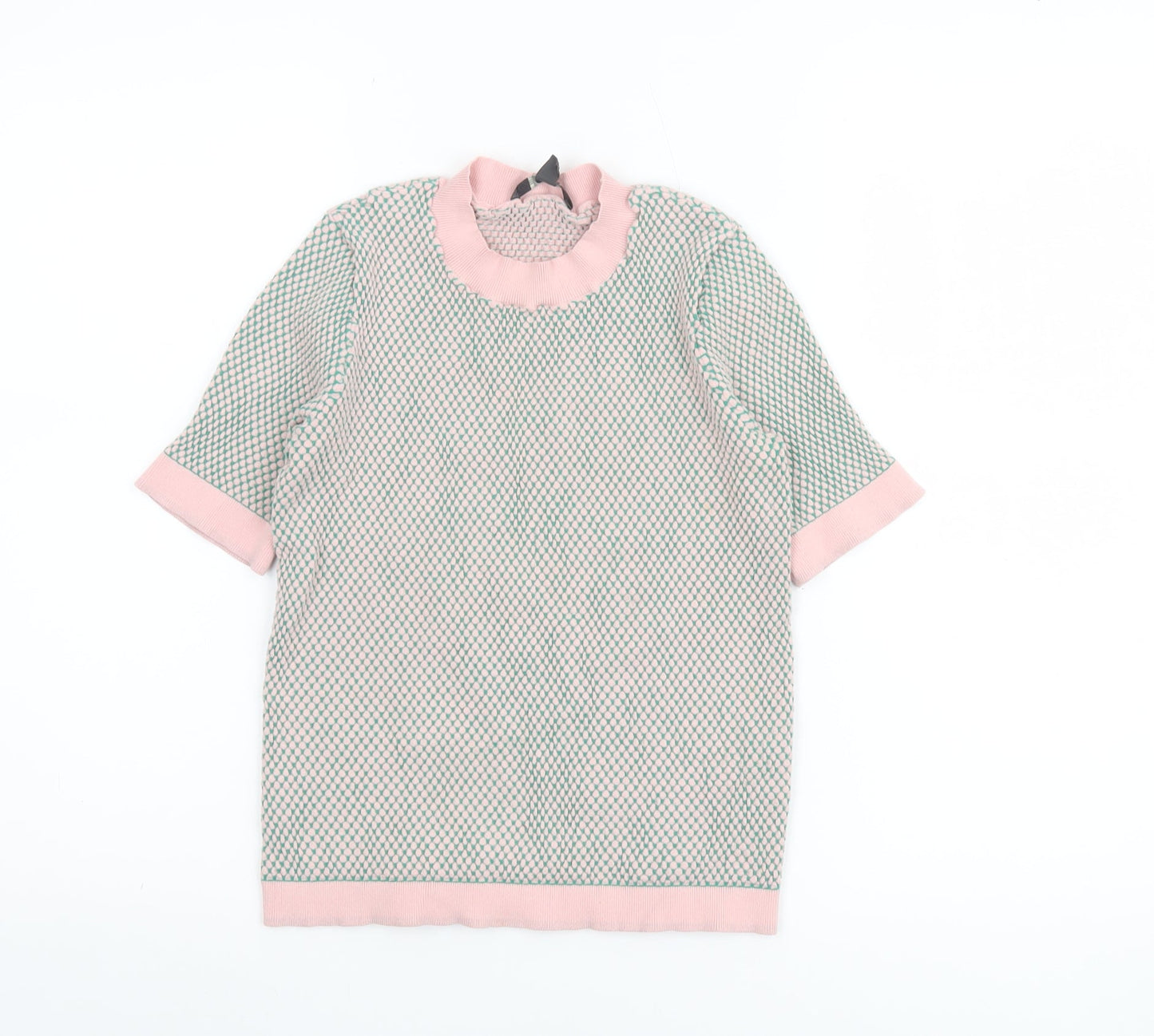 Esprit Women's Pink XS Mock Neck Short Sleeve Knit Top