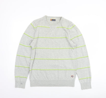 SoulCal Men's Grey Striped Cotton Pullover Jumper Size S