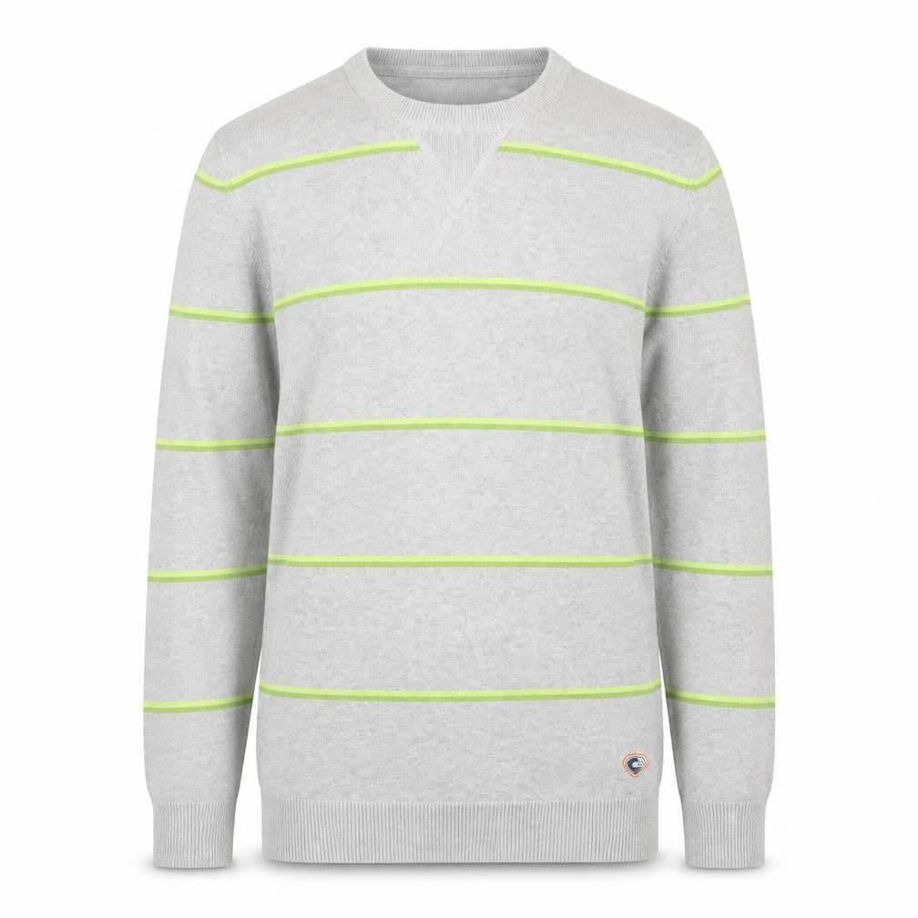 Soul Cal Men's Grey Striped Cotton Pullover Jumper Size S