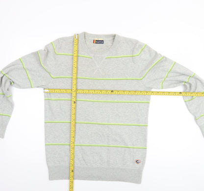 SoulCal Men's Grey Striped Cotton Pullover Jumper Size S