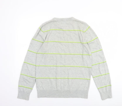 SoulCal Men's Grey Striped Cotton Pullover Jumper Size S