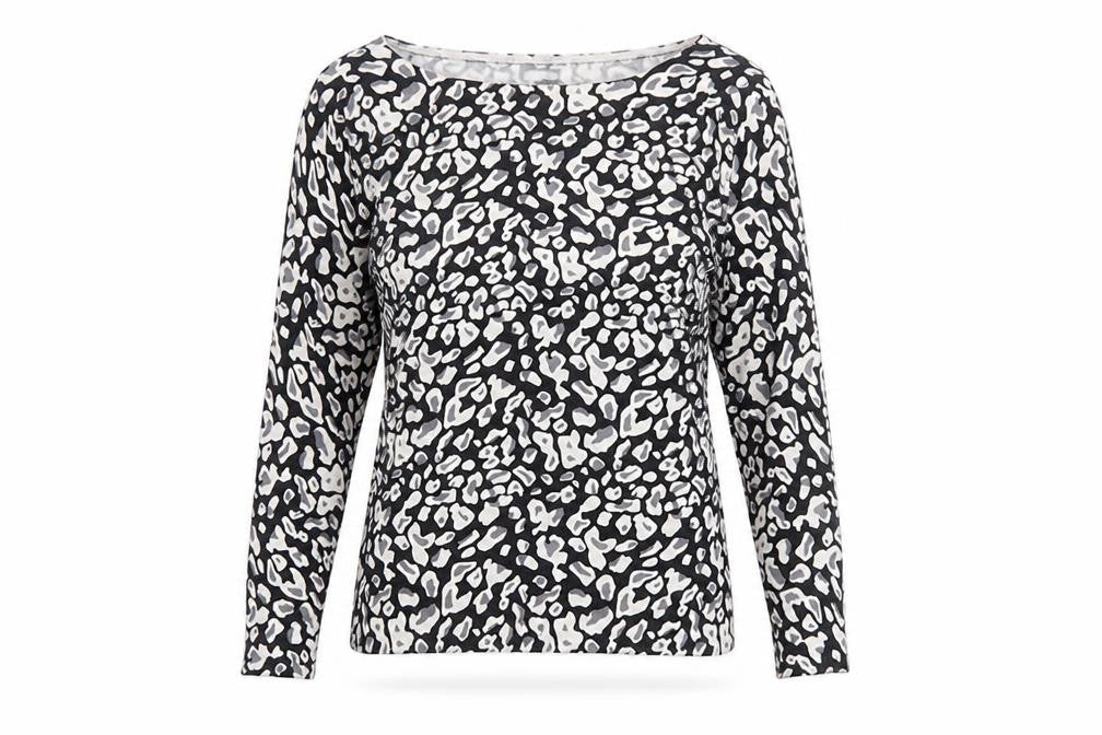 M&Co Women’s Black Animal Print Boat Neck Jumper Size 12