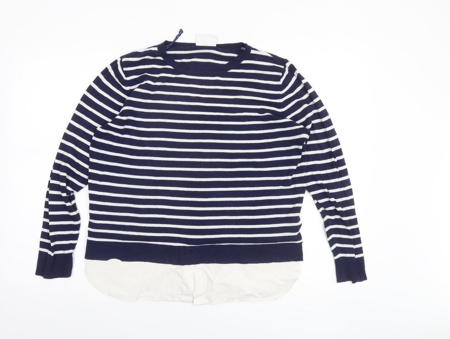 Wallis Petite Women's Blue Striped Crew Neck Long Sleeve Pullover Jumper M