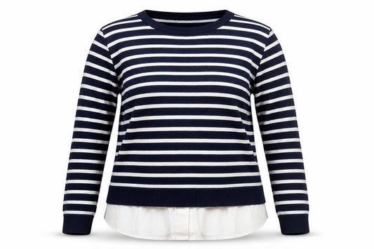 Wallis Petite Women's Blue Striped Crew Neck Long Sleeve Pullover Jumper M