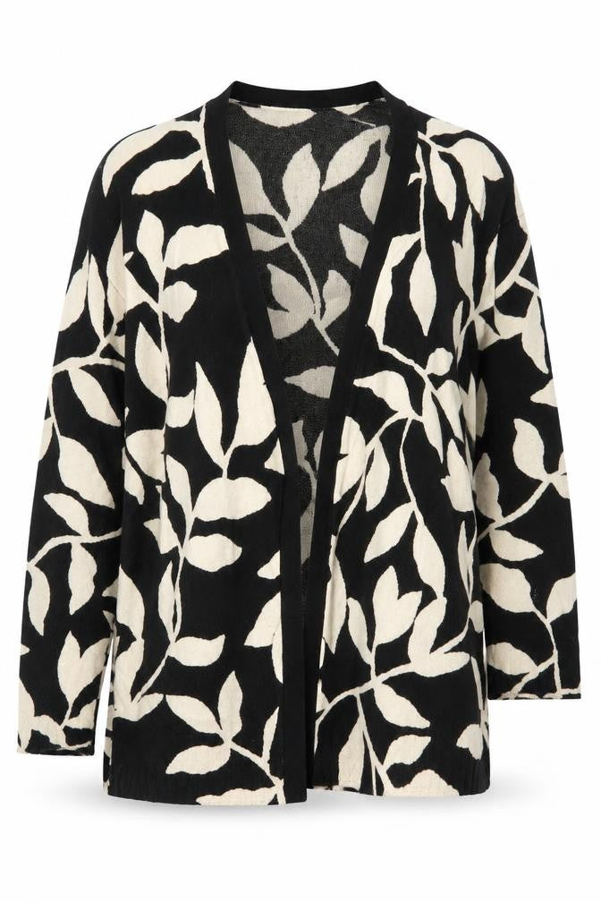 Marks & Spencer Women’s Black Viscose Linen Leaf Cardigan Size S