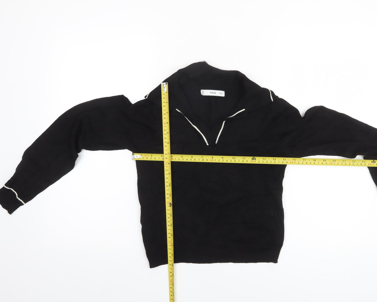 MNG Women's Black Collared Long Sleeve Pullover Jumper Size S