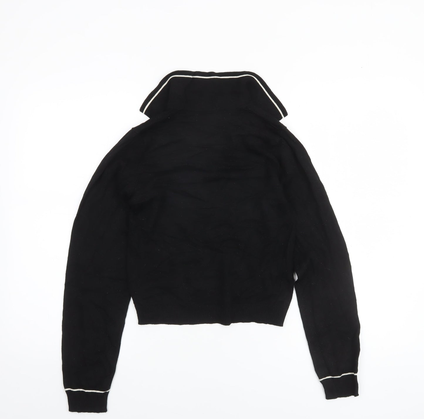 MNG Women's Black Collared Long Sleeve Pullover Jumper Size S
