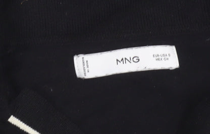 Mango Women's Black Collared Long Sleeve Pullover Jumper Size S