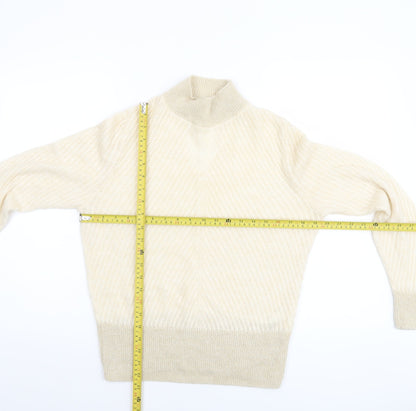 Tu Women’s Beige Mock Neck Knit Jumper Size 14 Long Sleeve Pullover