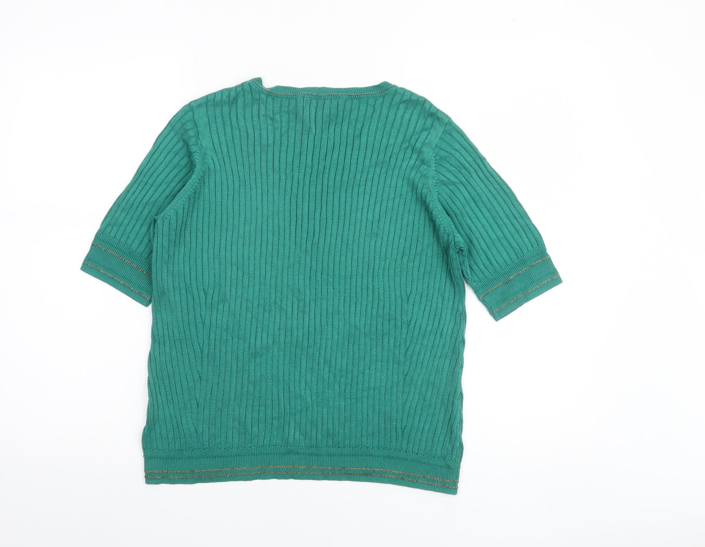 Marks and Spencer Women's Green Knit Short Sleeve Pullover Jumper Size 16