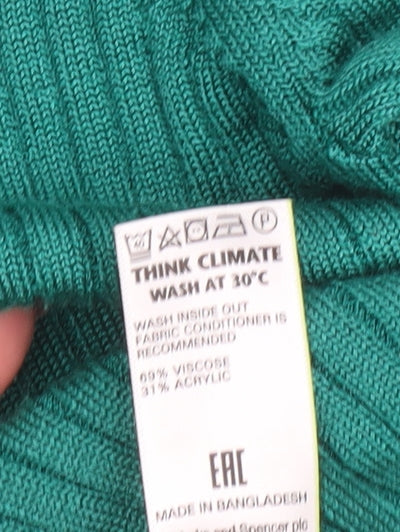 Marks and Spencer Women's Green Knit Short Sleeve Pullover Jumper Size 16