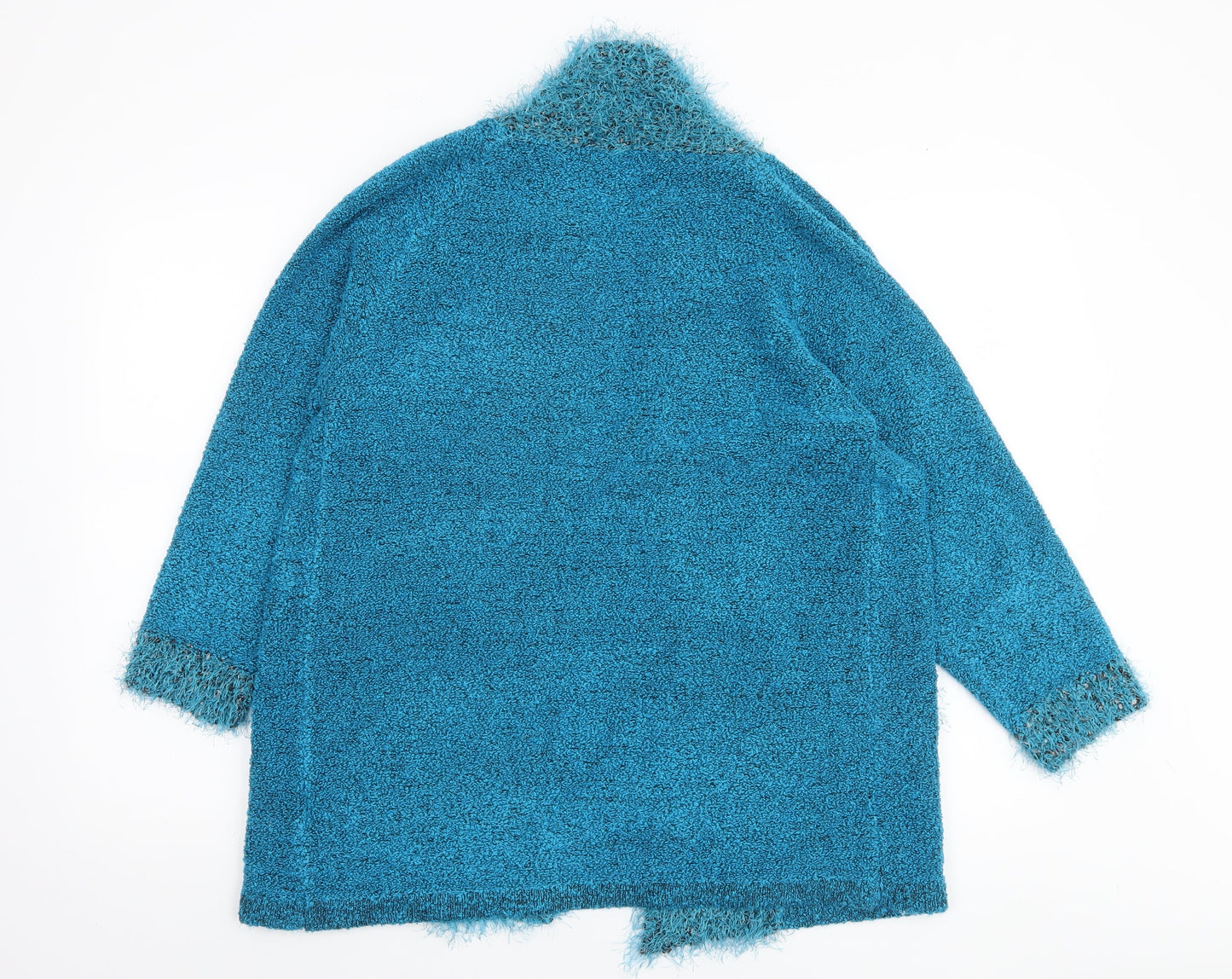 Iltex Women’s Blue Open Knit Open Front Cardigan M Acrylic Blend