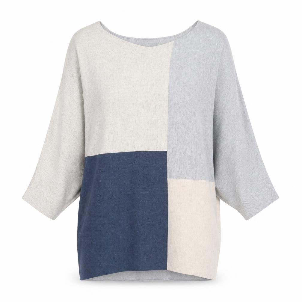 Phase Eight Women's Blue Grey Beige Block Pullover Jumper Size S