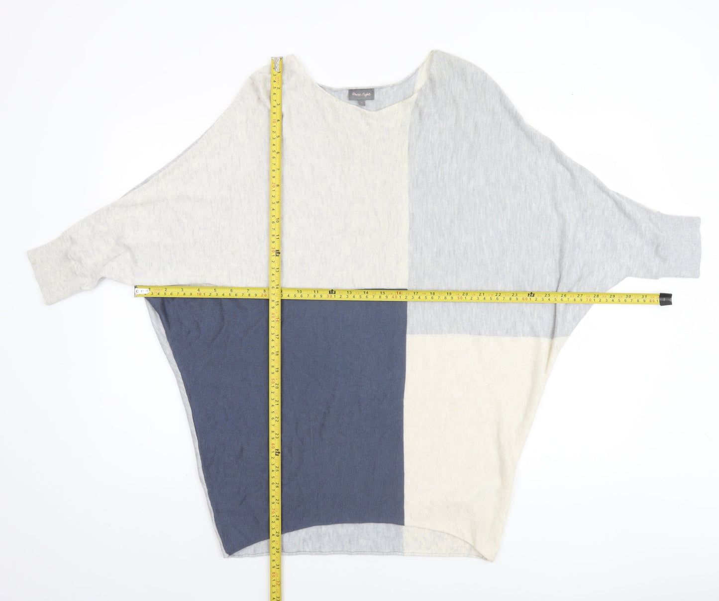 Phase Eight Women's Blue Grey Beige Block Pullover Jumper Size S