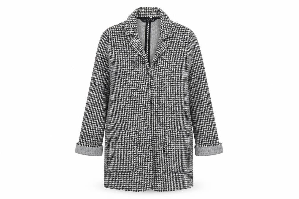 F&F Women Black & White Houndstooth Coatigan UK 6 Classic Long Lined