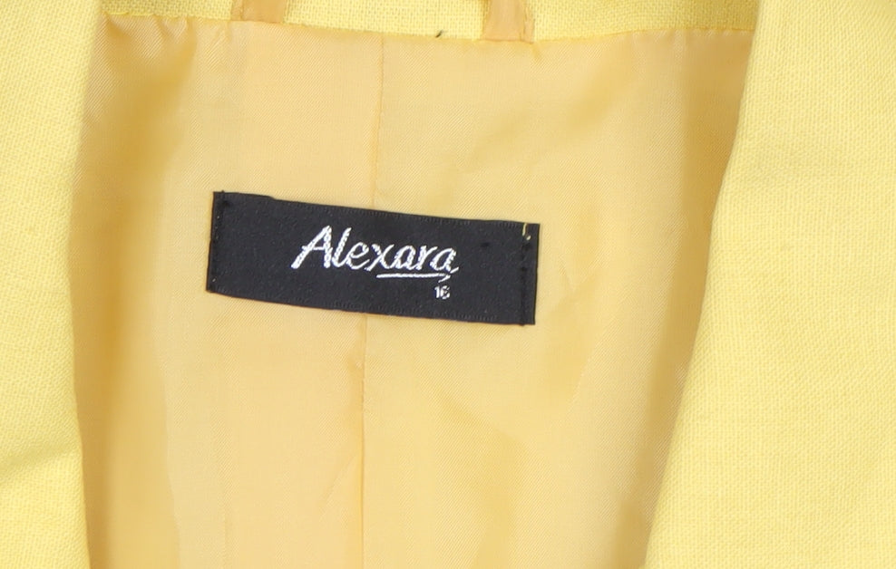 Alexara Women Yellow Linen Blend Short Sleeve Blazer Size 16