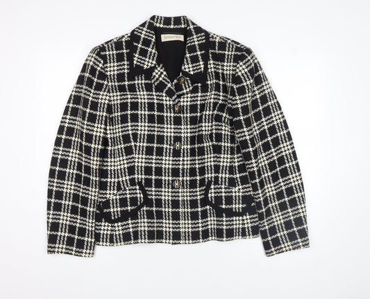 Jacques Vert Women's Black Check Wool Blend Blazer Size 14
