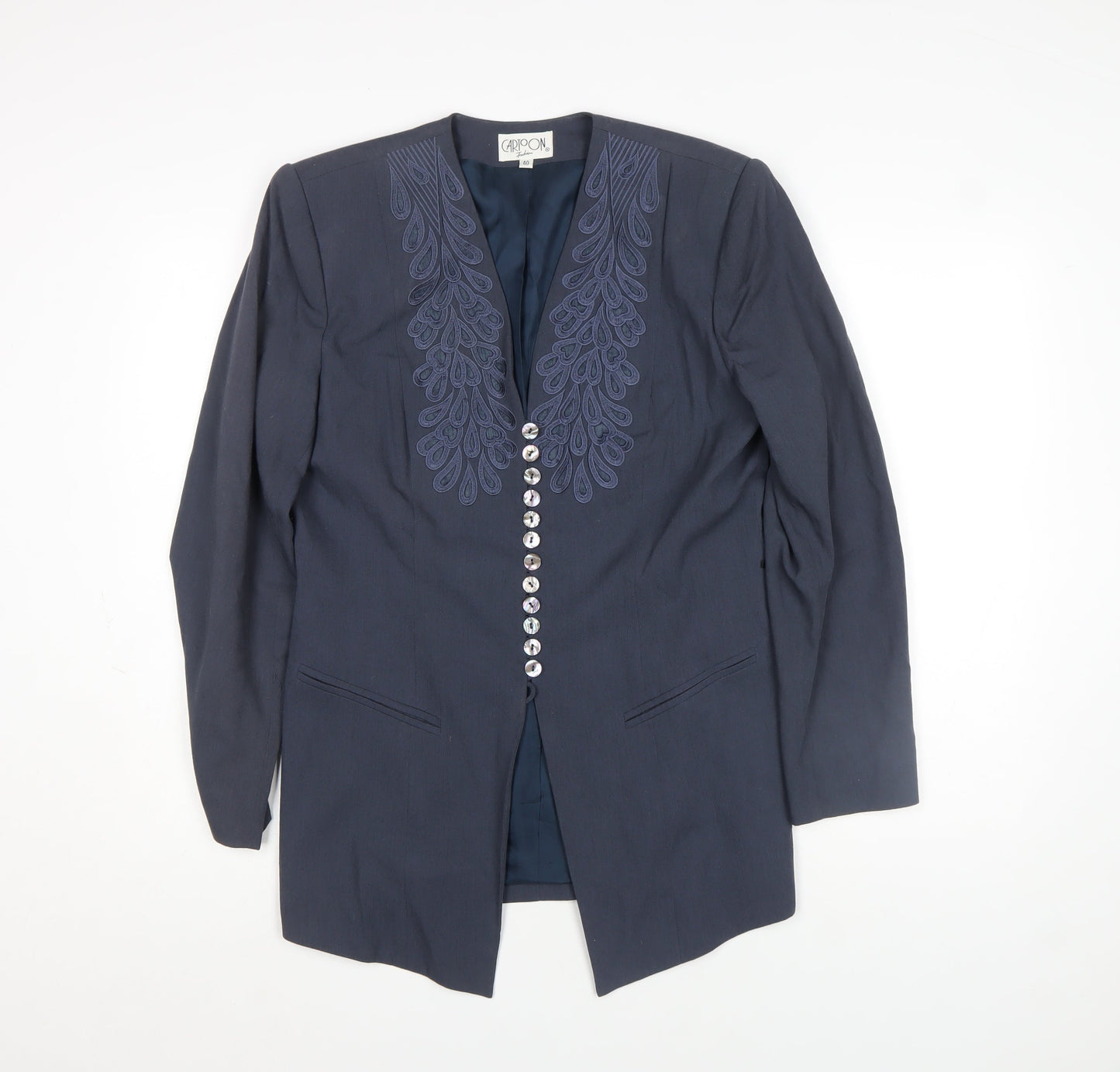 Cartoon Fashion Women's Blue Size 12 Long Tailored Blazer Jacket