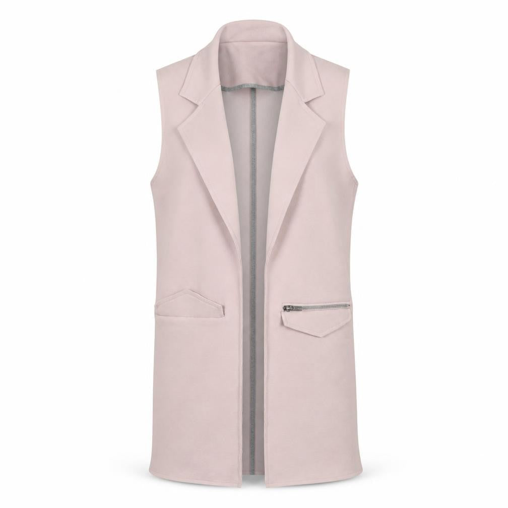 Topshop Women's Pink Long Sleeveless Waistcoat Size 8 Classic Style