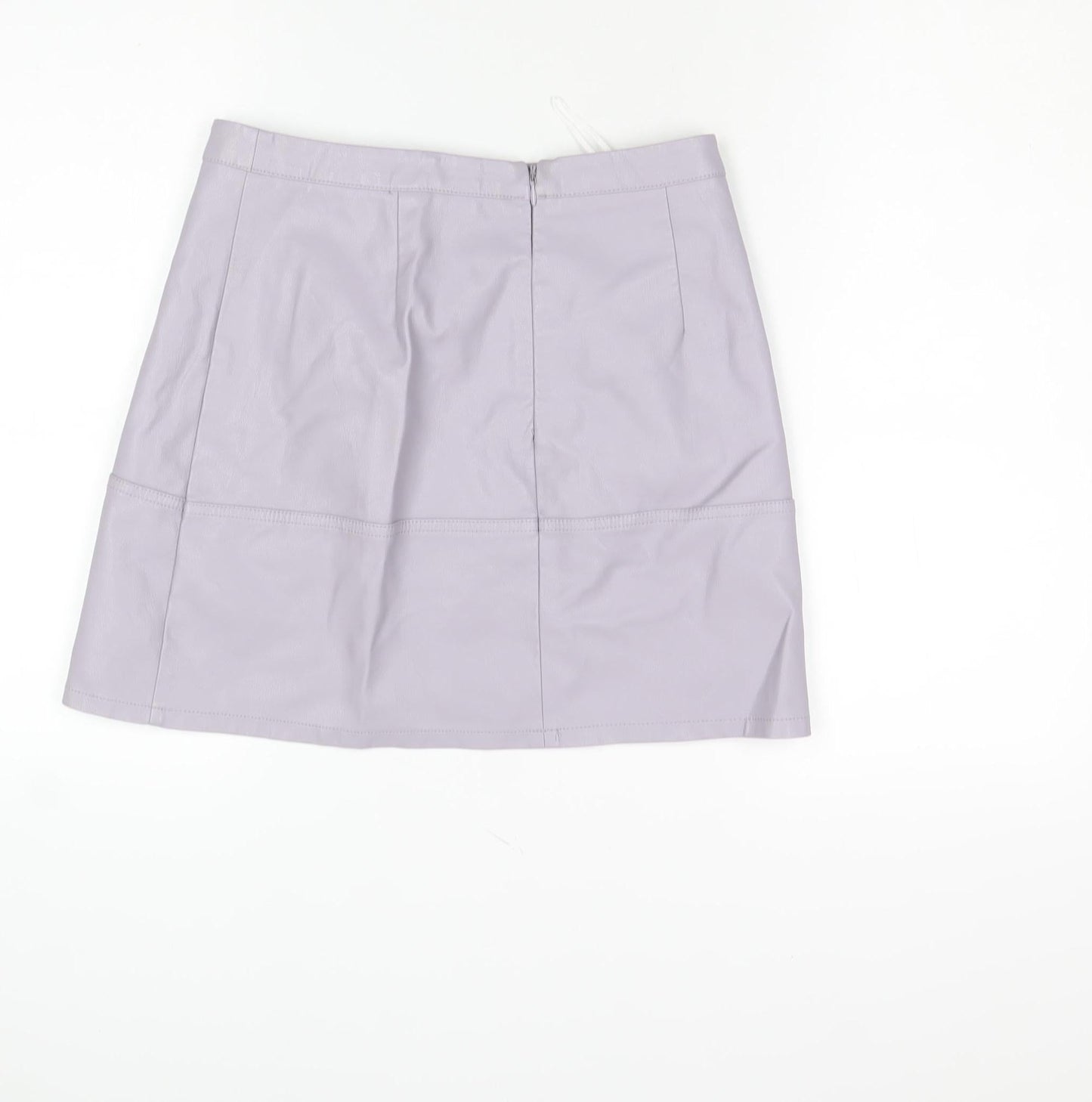New Look Womens Lilac Faux Leather Straight Mini Skirt Size 10