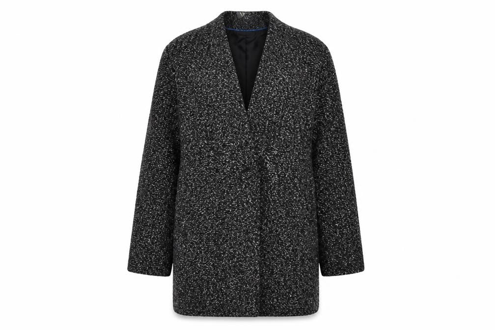 W Collection Women Grey Wool Blend Long Coatigan Size M