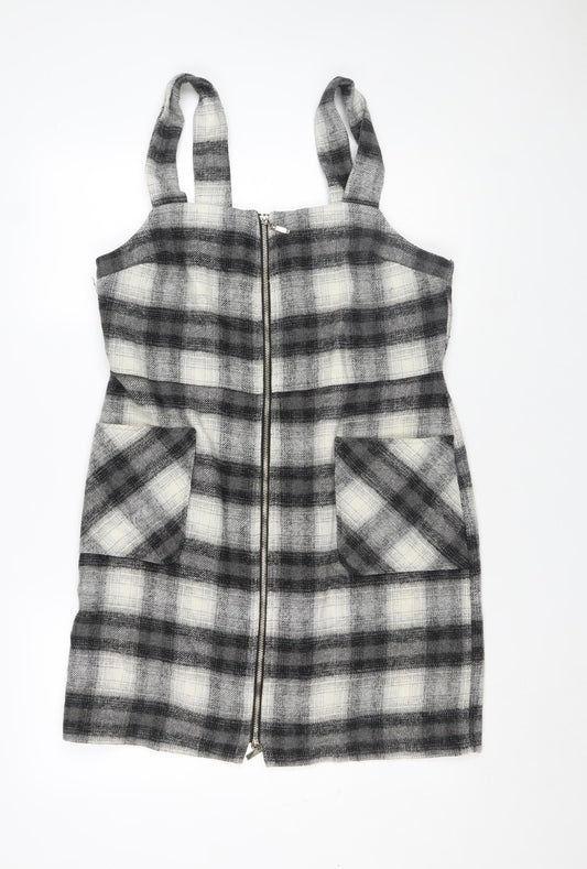 Therapy London Women's Grey Check Pinafore Dress Size 14