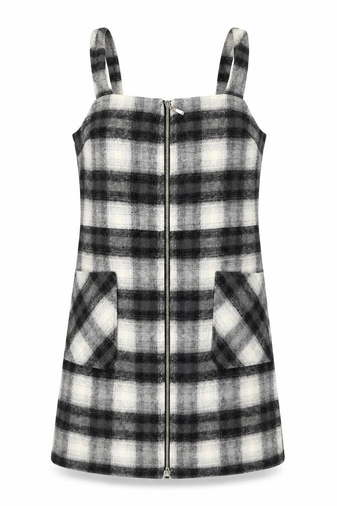 Therapy London Women's Grey Check Pinafore Dress Size 14