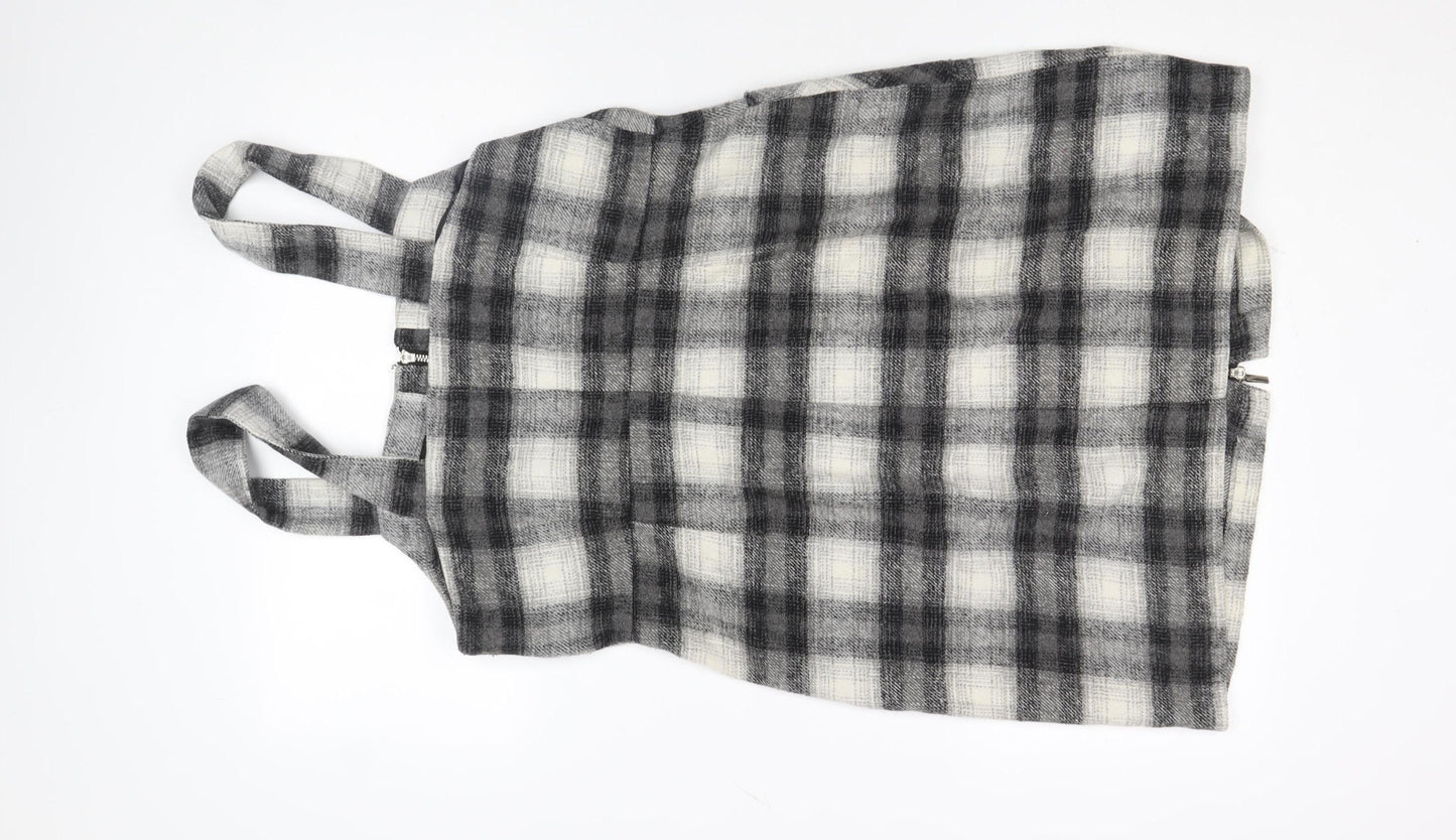 Therapy London Women's Grey Check Pinafore Dress Size 14