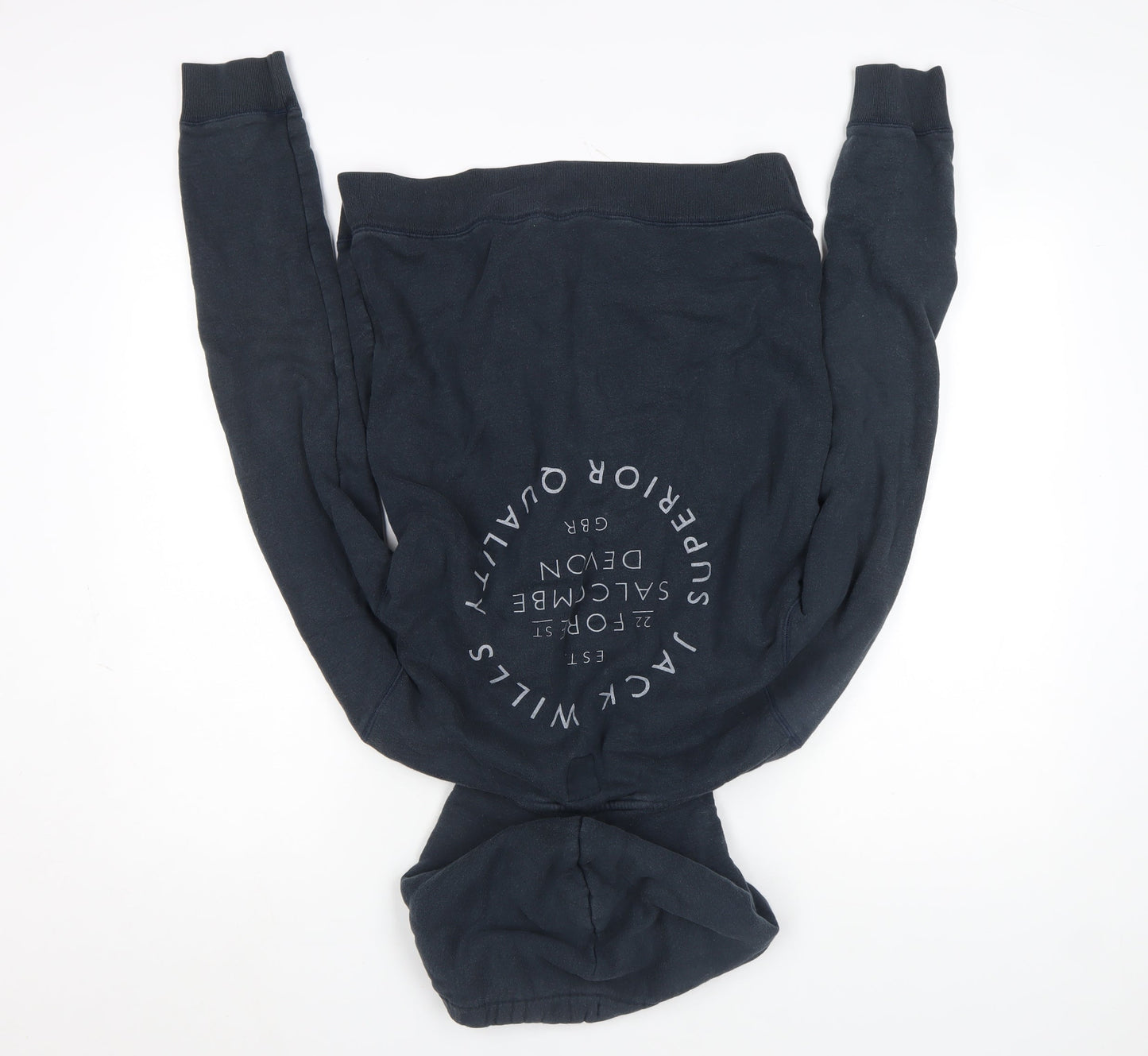 Jack Wills Women's Navy Hoodie Size 12 Pullover Logo Hooded Sweatshirt