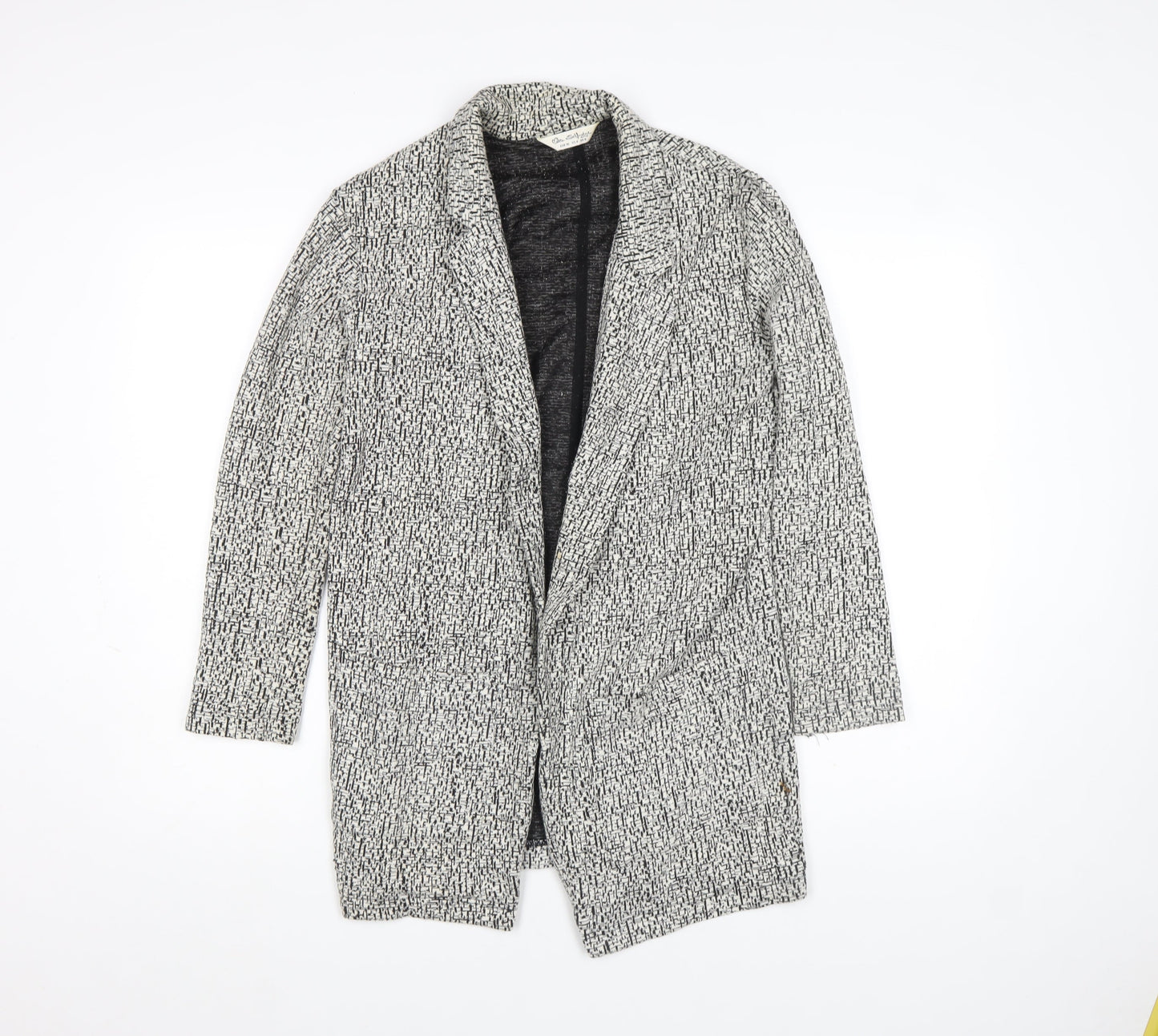 Miss Selfridge Women’s Black & White Tweed Coatigan Size 10 Longline Jacket