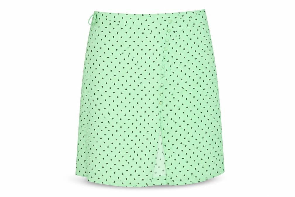 Zara Women's Green Polka Dot Wrap Midi Skirt Size M