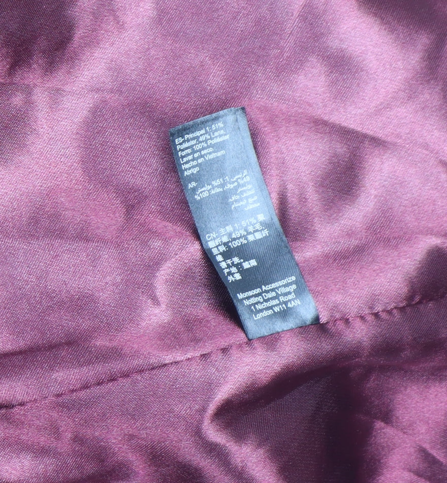 Monsoon Women Red Wool Blend Mid-Length Overcoat Size 8