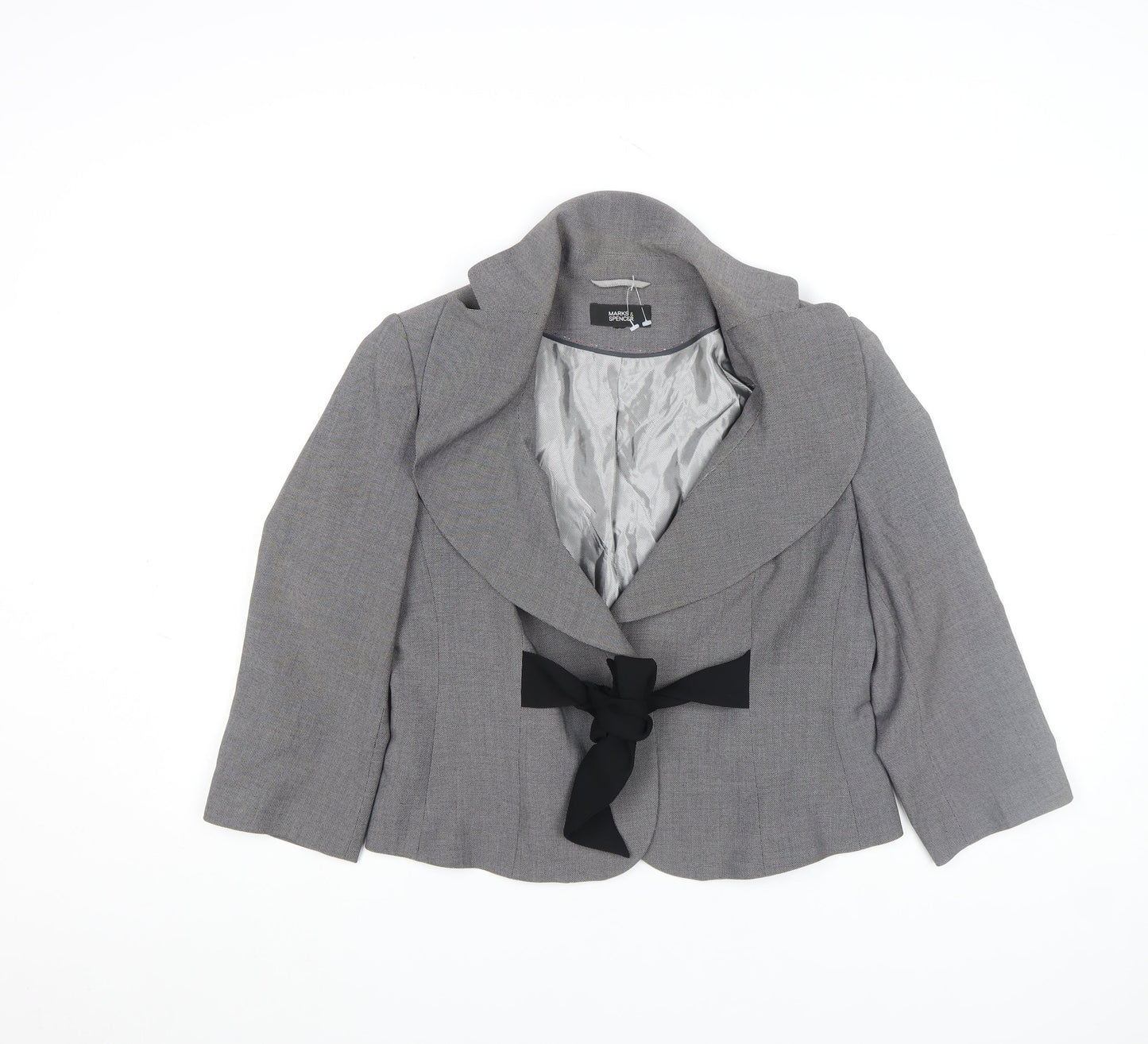 Marks and Spencer Women’s Grey Bow Blazer UK 14 Formal Jacket